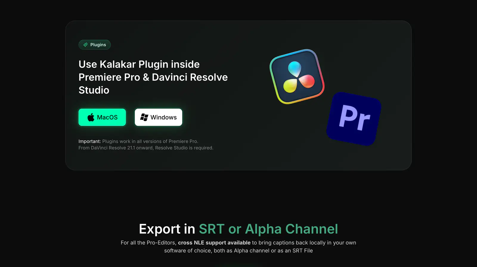 Plugins for Premiere Pro and DaVinci Resolve